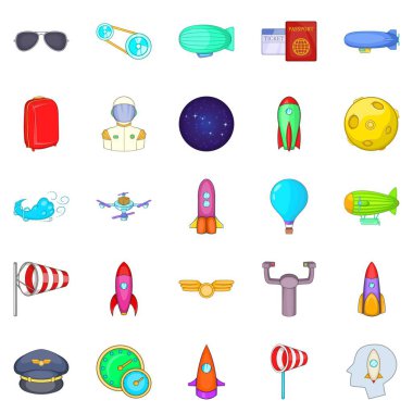 Uygun rüzgar Icons set, karikatür tarzı