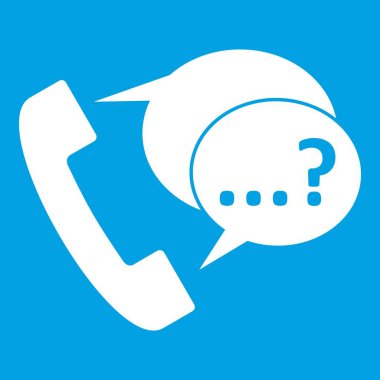 İşareti telefon ve konuşma kabarcıklar simgesi beyaz desteklemek