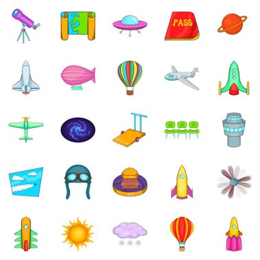 Uzay Icons set, karikatür tarzı