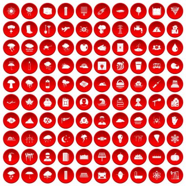 kırmızı 100 fırtına Icons set