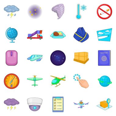 Kalkış Icons set, karikatür tarzı