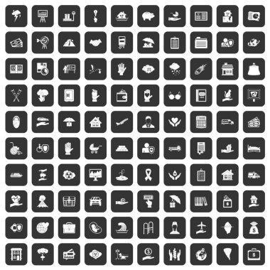 siyah 100 sigorta Icons set