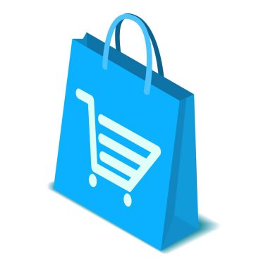 Alışveriş çantası simgesini, izometrik stili