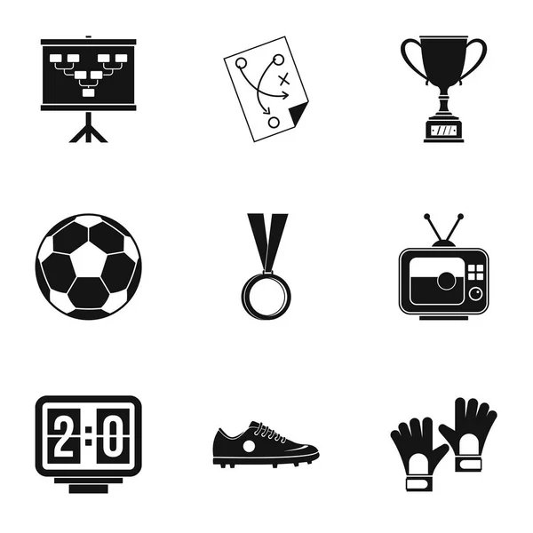 Piłka nożna rzeczy zestaw ikon, prosty styl — Wektor stockowy