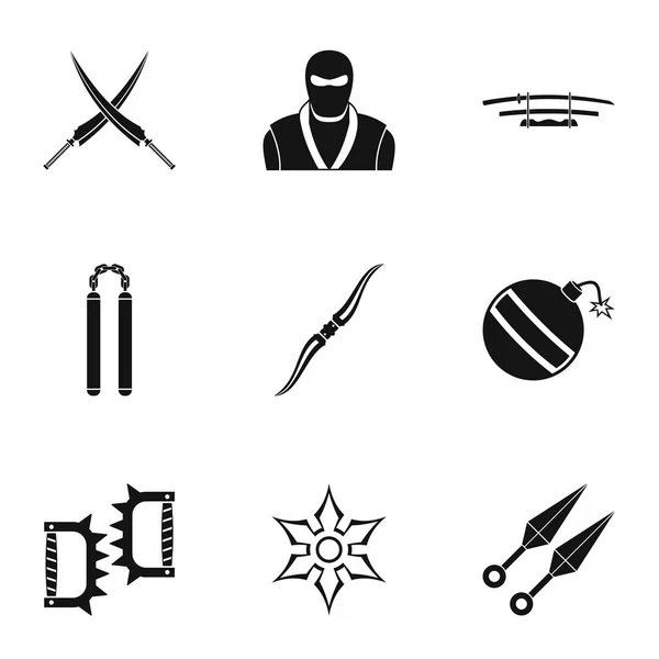 Conjunto de ícones Samurai, estilo simples — Vetor de Stock