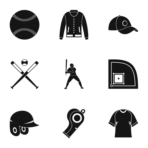 Symbolset für Baseballturniere, einfacher Stil — Stockvektor