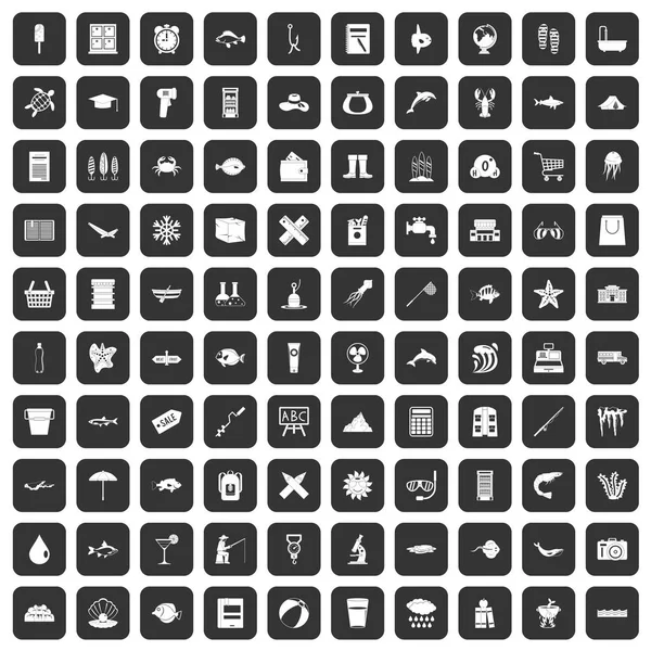 100 balık simgeler siyah ayarla