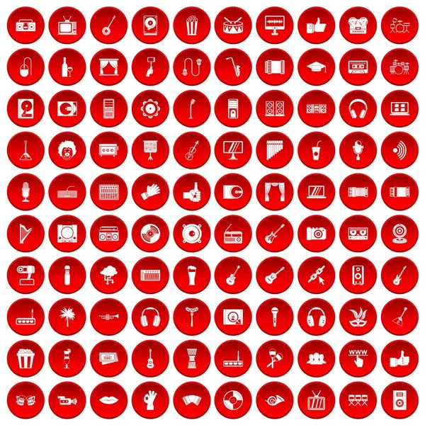 Kırmızı 100 karaoke Icons set — Stok Vektör