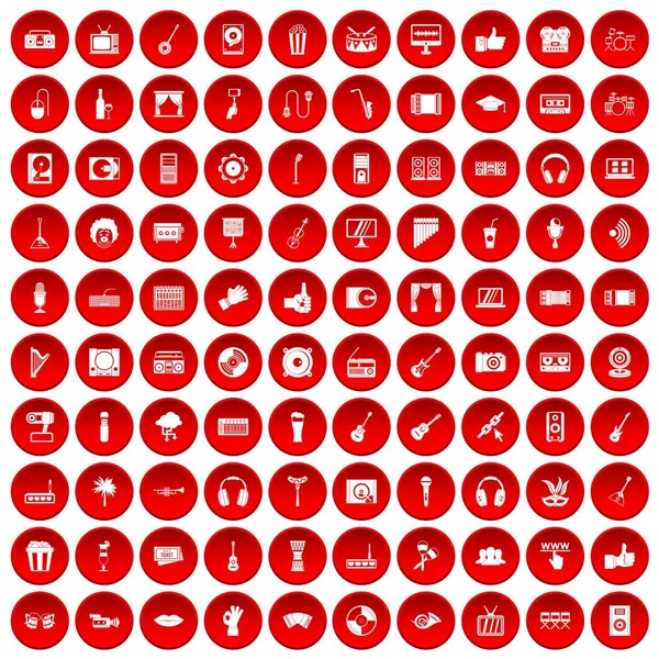 kırmızı 100 karaoke Icons set