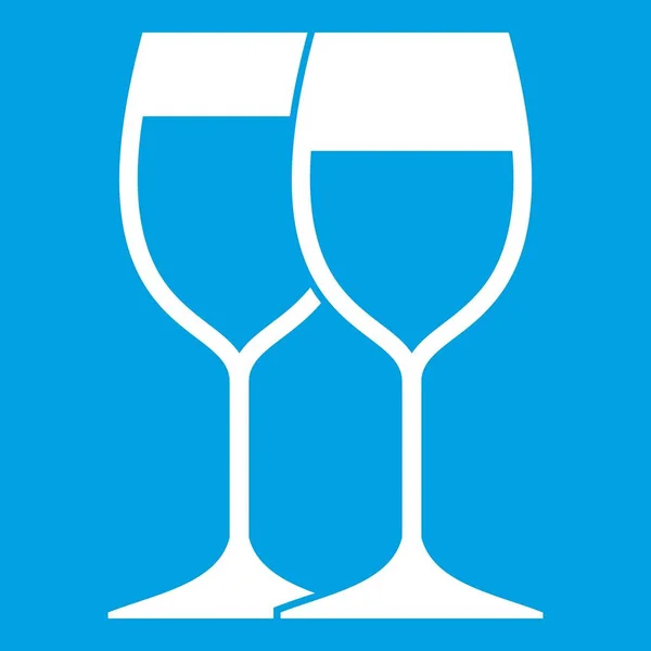 Wine glasses icon white — Stock Vector