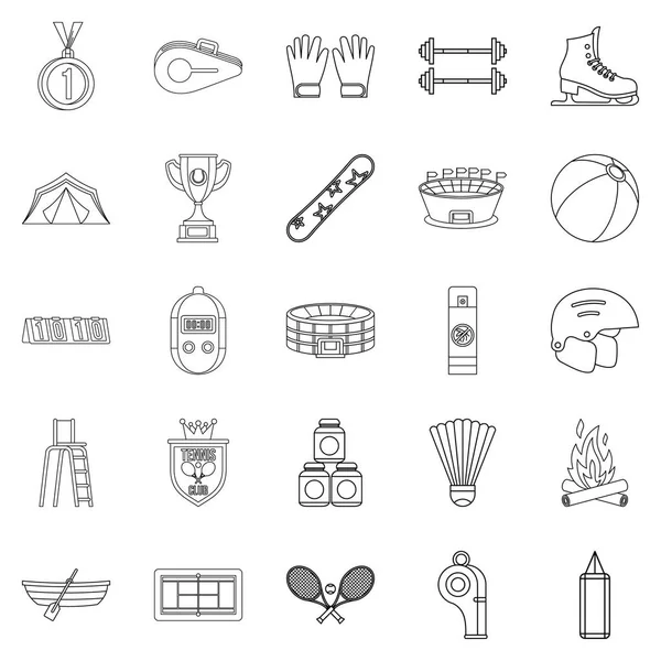 Dağ spor Icons set, anahat stili