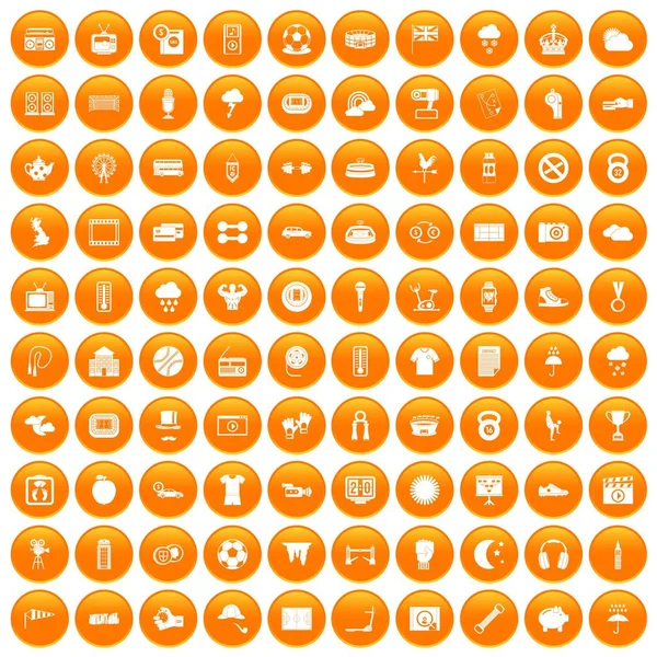Turuncu 100 futbol Icons set