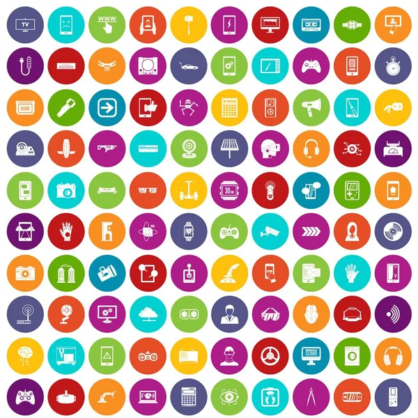 100 gadget icons set color — Stock Vector