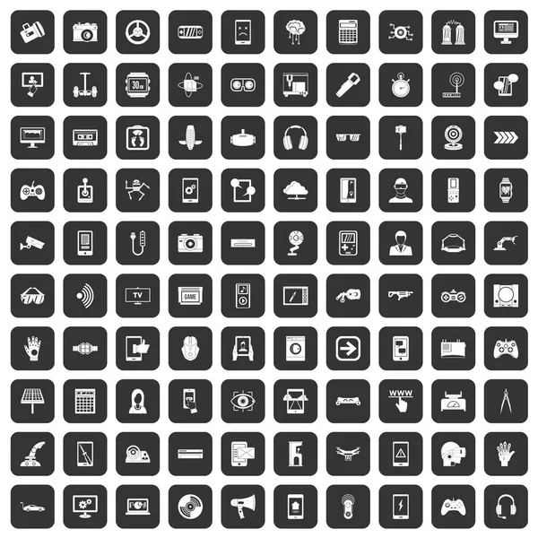 siyah 100 aracı Icons set