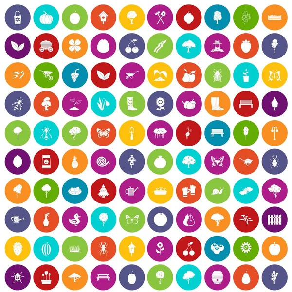 100 iconos de jardinería set color — Vector de stock