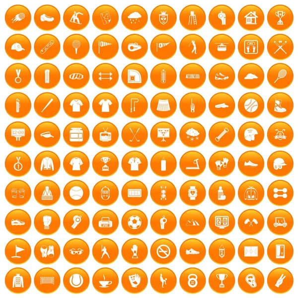 Turuncu 100 spor kulübü Icons set