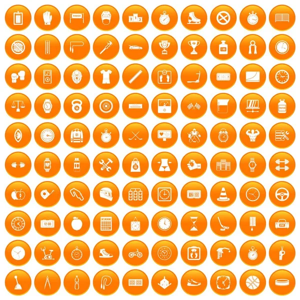 100 піктограм секундоміра помаранчевий — стоковий вектор
