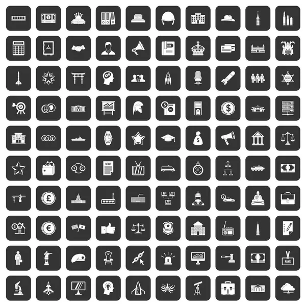 siyah 100 hükümet Icons set