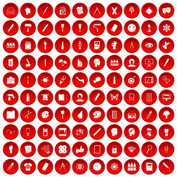 kırmızı 100 boya Icons set