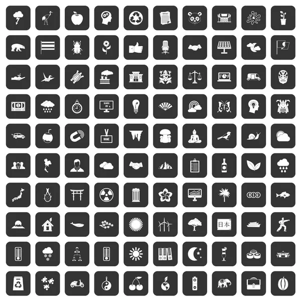100 icônes harmonie noir — Image vectorielle