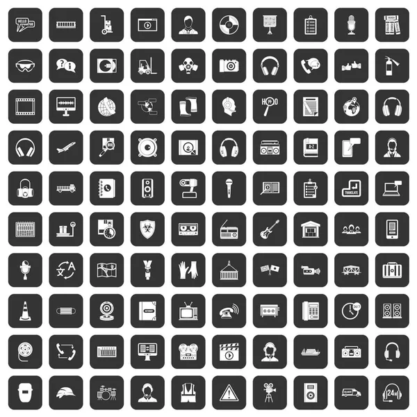 siyah 100 kulaklık Icons set