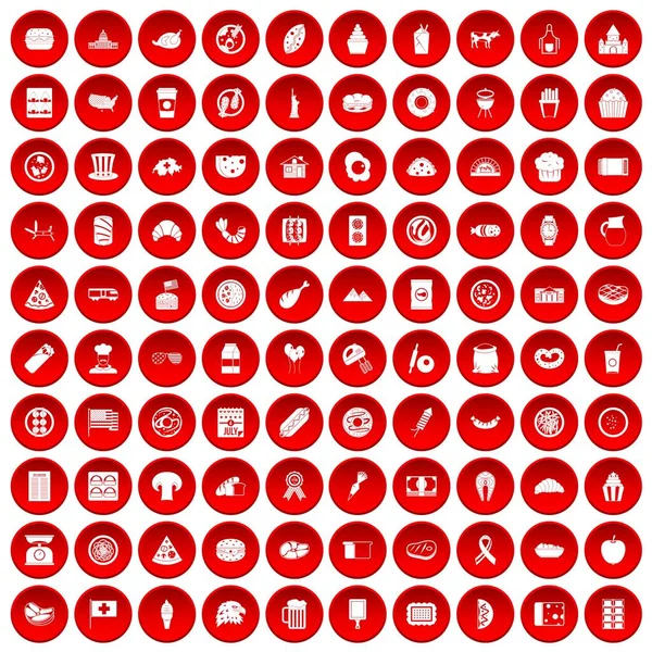 kırmızı 100 sandviç Icons set