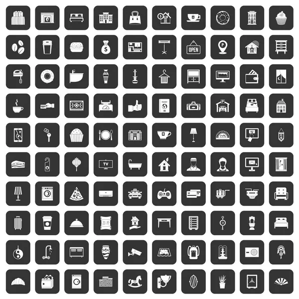 100 otel simgeler siyah ayarla