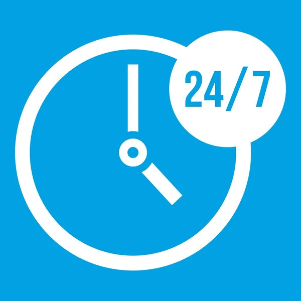 Clock 24 7 icon white — Stock Vector