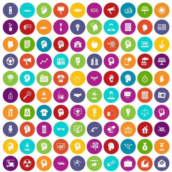 100 idea icons set color — Stock Vector