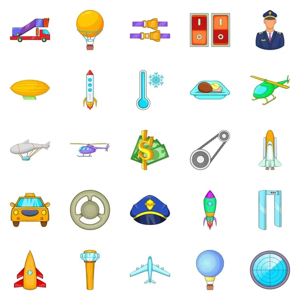 Şehir Icons set, karikatür tarzı varış