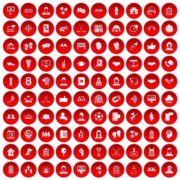 kırmızı 100 takım Icons set