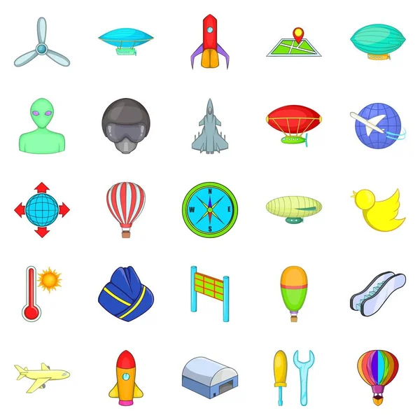 Uzay uçuşu Icons set, karikatür tarzı