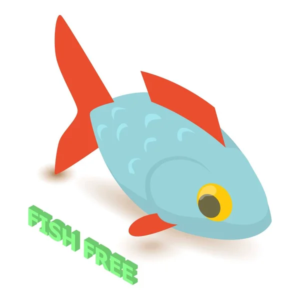 Icono libre de alérgenos de pescado, estilo isométrico — Vector de stock