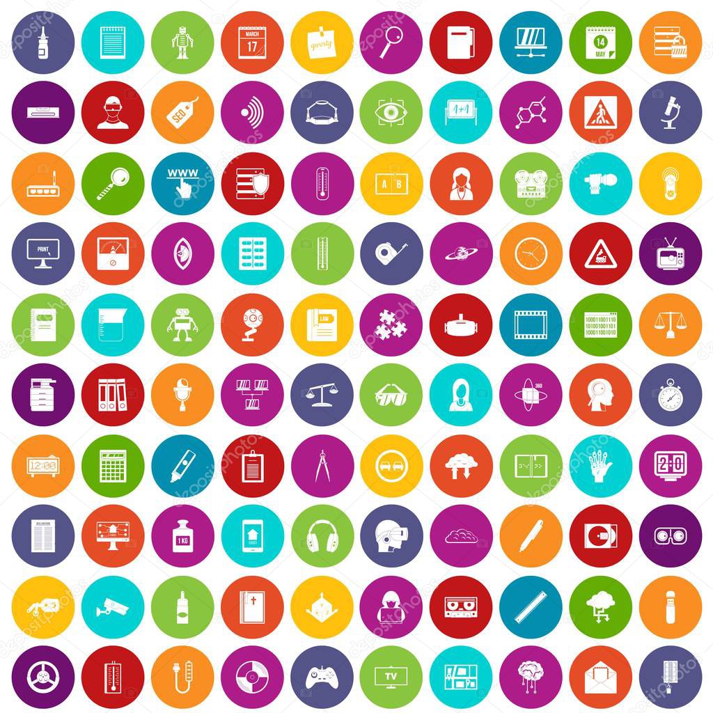 100 information icons set color