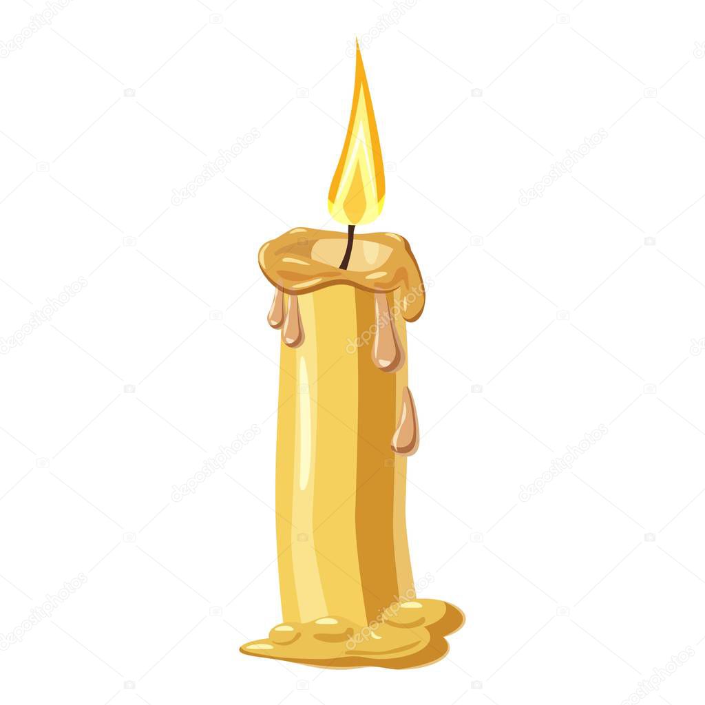Melting candle icon, cartoon style