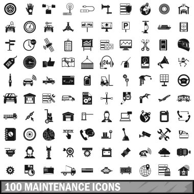 100 bakım Icons set, basit tarzı 
