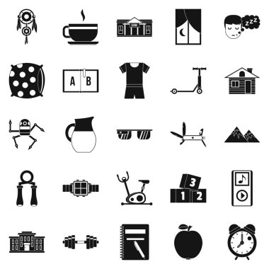 Çalar saat Icons set, basit tarzı
