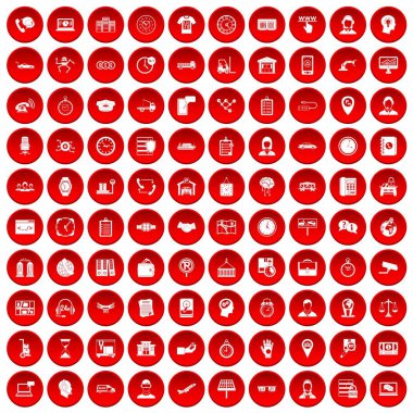 Saat simgeleri çalışma 100 set kırmızı