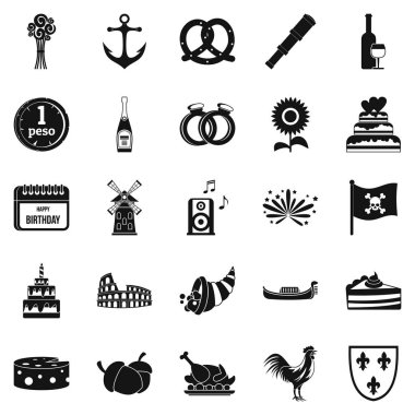 Aperatifler Icons set, basit tarzı