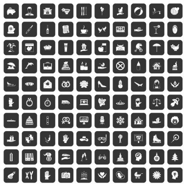 siyah 100 sevinç Icons set