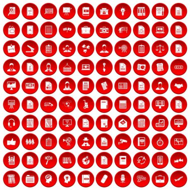 kırmızı 100 çalışma kağıt Icons set
