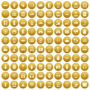 Altın 100 ayarlama Icons set