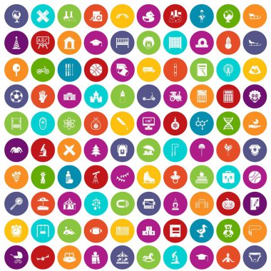 100 çocuk Icons Renk set