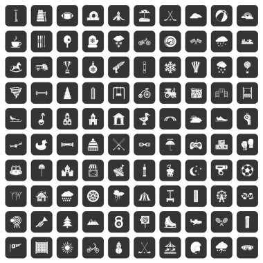 100 çocuk oyunları simgeler siyah ayarla