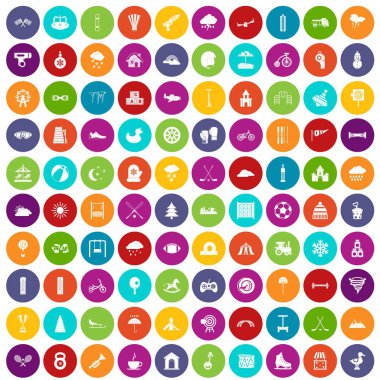 100 çocuk oyunları Icons Renk set