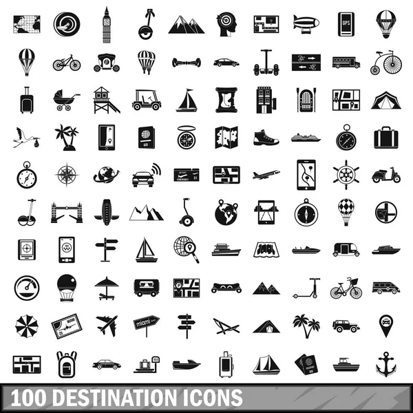 100 iconos de destino conjunto, estilo simple — Vector de stock