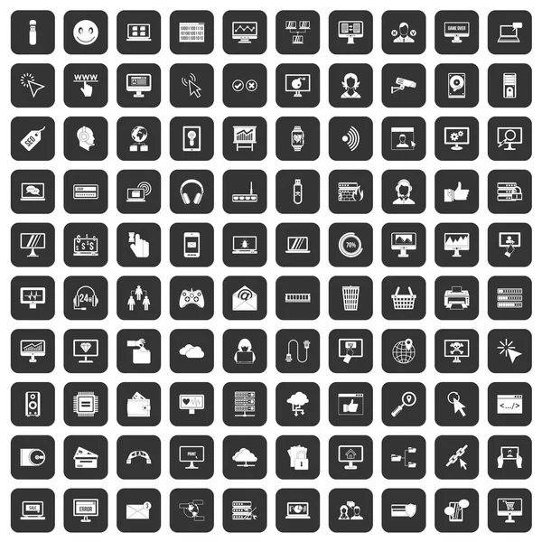 100 icônes internet noir — Image vectorielle