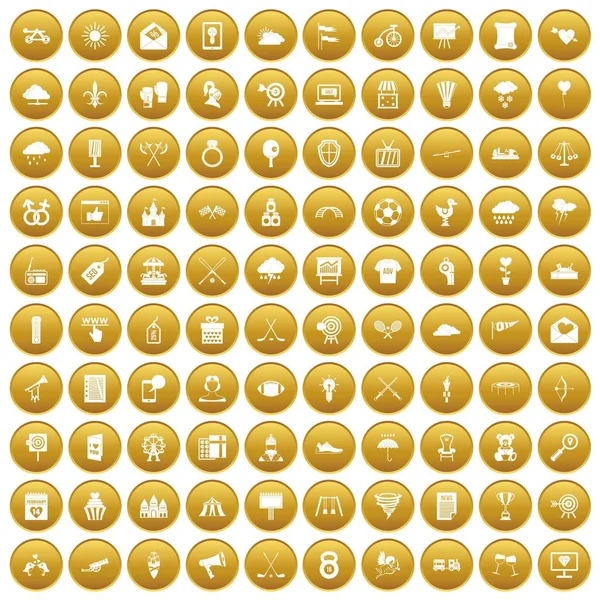 100 の矢印アイコン セット ゴールド — ストックベクタ