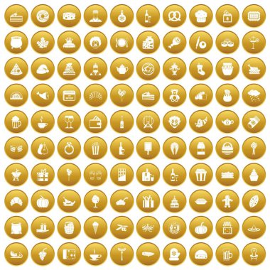 Altın 100 ödül Icons set