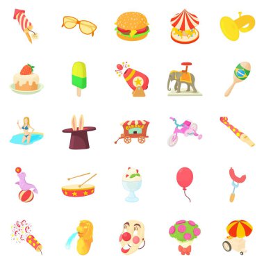 Yer Icons set dinlenme, karikatür tarzı